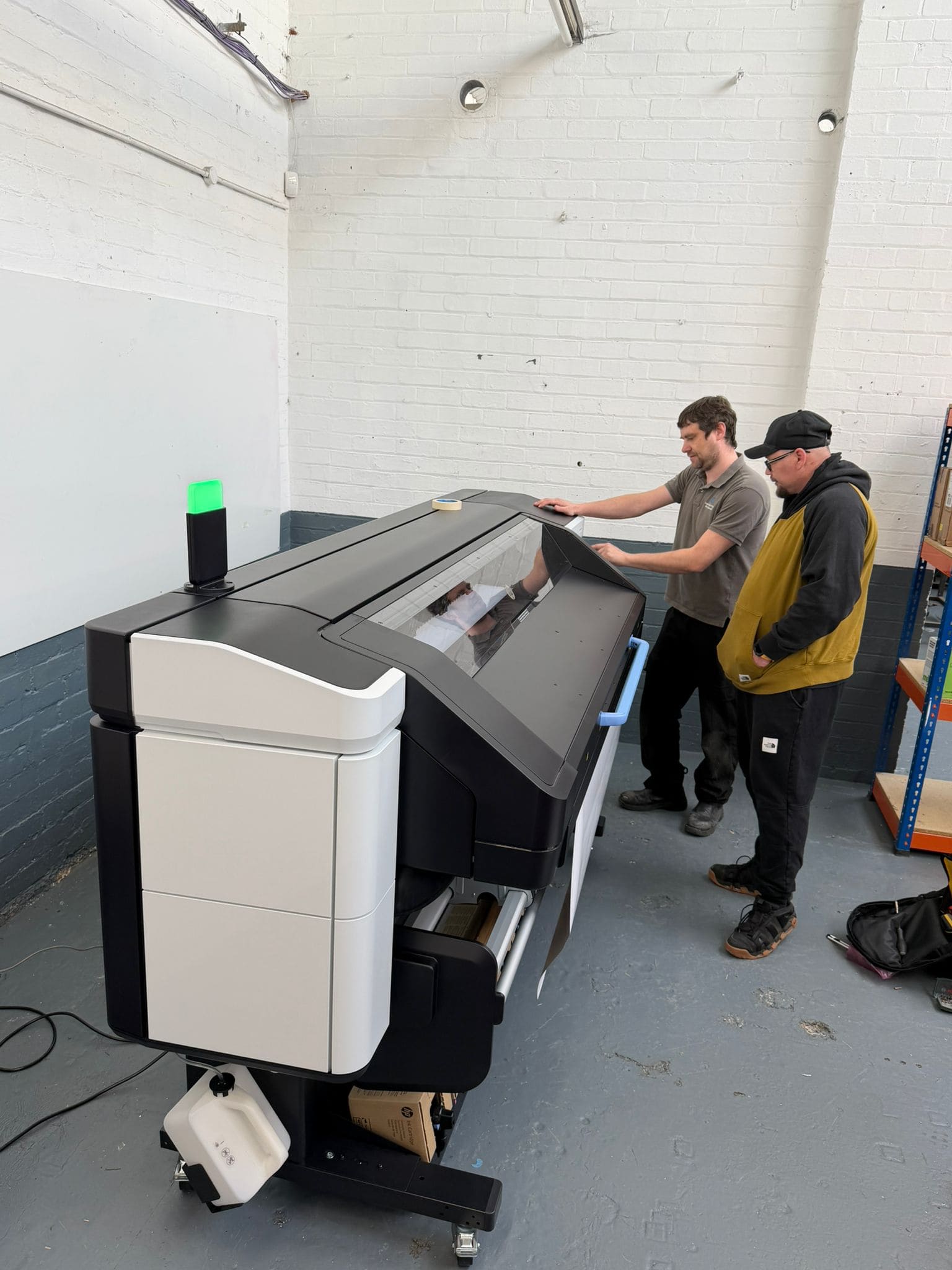 Perfect Colours engineers commissioning the HP Latex 830W with the Advance Print Solutions team